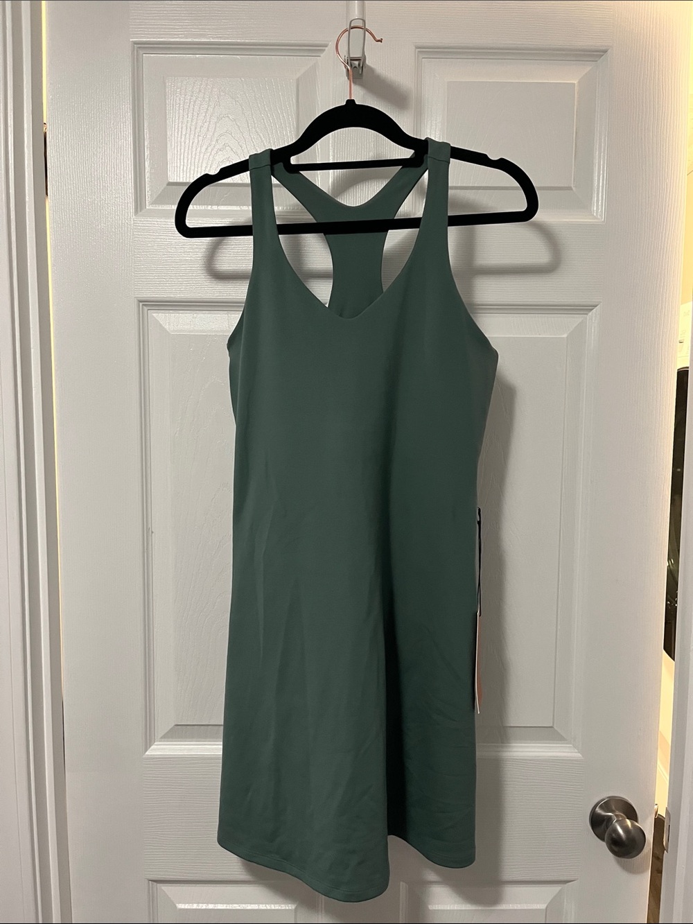 girlfriend collective exercise dress in deep green